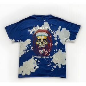 Metallica In Vertigo You Will Be Skull Tie Dye Graphic T-Shirt Blue Unisex XL